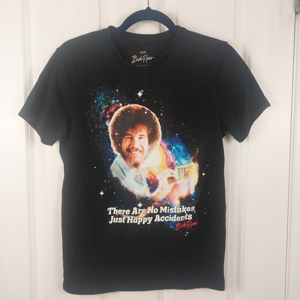 Bob Ross T-Shirt Women XXS Black with Graphic
